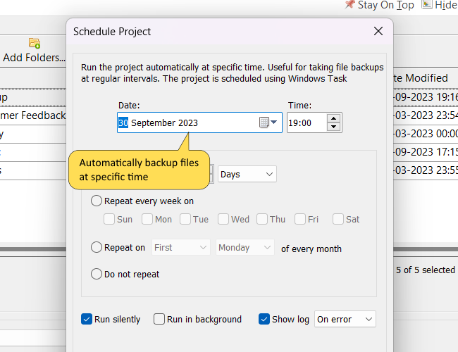 安排文件复制备份计划